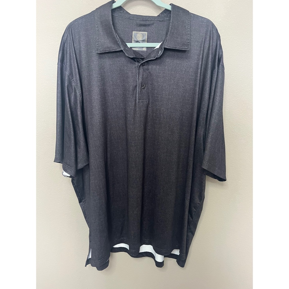 F/X Fusion‎ Mens 2X Black Textured Polo Shirt Short Sleeve Golf Casual